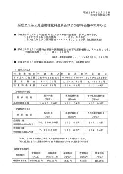 ガス料金の原料調整により2月分料金の変更のお知らせ。