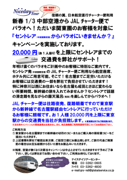 新春 1/3 中部空港から JAL ﾁｬｰﾀｰ便で