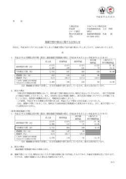 業績予想の修正に関するお知らせ