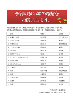 下記の図書をお持ちでご不要になった方は、ぜひ
