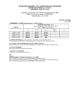 東京電力株式会社福島第一原子力発電所近傍の海域モニタリング（海水）