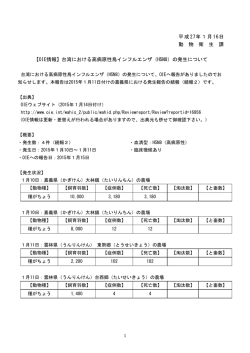 台湾における高病原性鳥インフルエンザ（H5N8