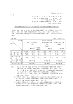 東京証券取引所マザーズへの上場に伴う当社決算情報等のお知らせ