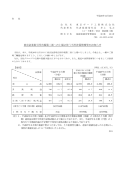 東京証券取引所市場第二部への上場に伴う当社決算情報等のお知らせ