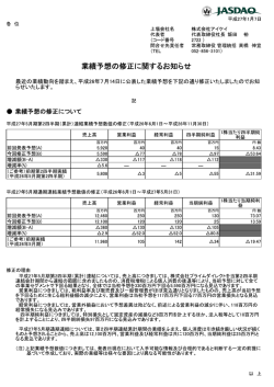 業績予想の修正に関するお知らせ