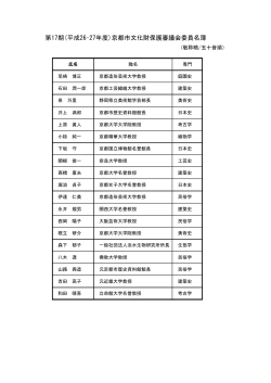 第17期(平成26・27年度)京都市文化財保護審議会委員名簿