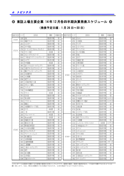 東証上場主要企業 14 年 12 月各四半期決算発表スケジュール