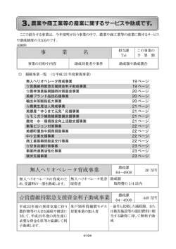 3．農業や商工業等の産業に関するサービスや助成です。 事 業