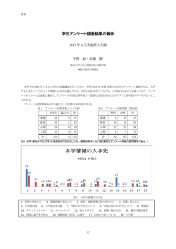 学生アンケート調査結果の報告 2013年4月実施