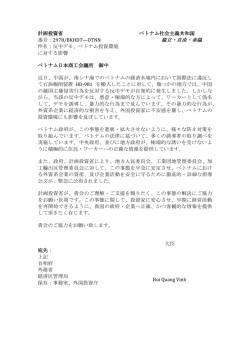 計画投資省 ベトナム社会主義共和国 番号：2978/BKHDT&mdash;DTNN 独立