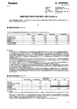 業績予想及び配当予想の修正に関するお知らせを掲載致し