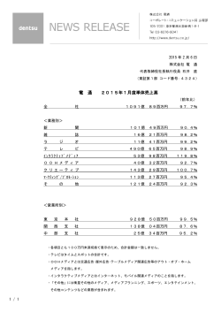 電 通 2015年1月度単体売上高