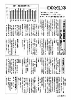 （平成27年度健康診査申込受付中、予防接種のお知らせ、献血）.