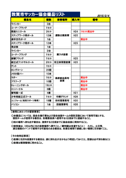 ［2014/12/20］ （総務）敦賀市サッカー協会 備品リストをUPしました（pdf）