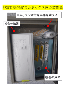 地震自動開錠防災ボックス内の装備品