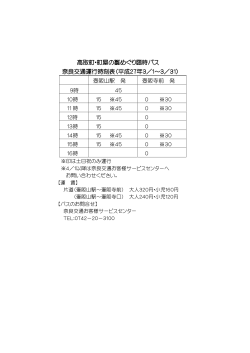 高取町・町屋の雛めぐり臨時バス 奈良交通運行時刻表
