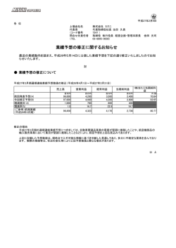 業績予想の修正に関するお知らせ