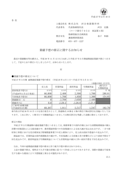 業績予想の修正に関するお知らせ