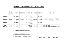 中学校 1教科チャレンジ入試のご案内
