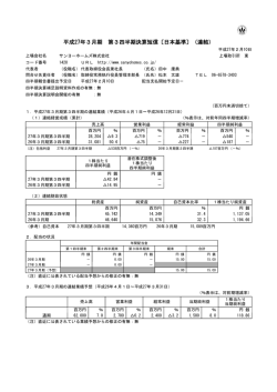 平成27年3月期 第3四半期決算短信〔日本基準〕（連結）