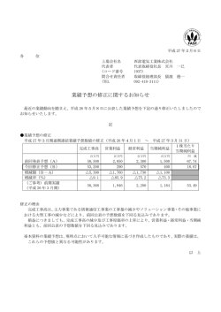 業績予想の修正に関するお知らせ