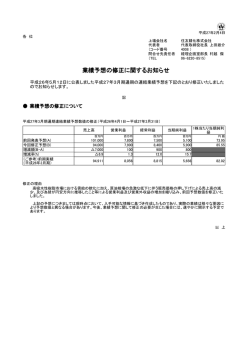 業績予想の修正に関するお知らせ