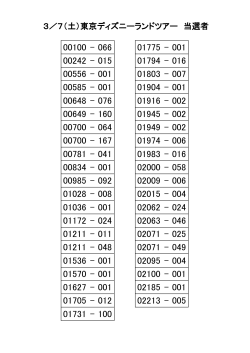 3／7（土）東京ディズニーランドツアー 当選者