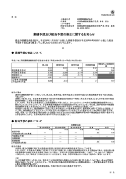 業績予想及び配当予想の修正に関するお知らせ