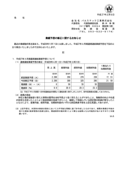 業績予想の修正に関するお知らせ