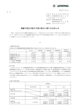 業績予想及び配当予想の修正に関するお知らせ
