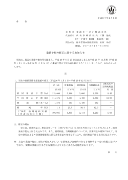 業績予想の修正に関するお知らせ