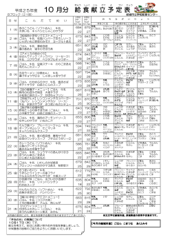 平成25年10月献立予定表Bブロック