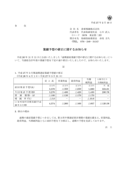 業績予想の修正に関するお知らせ