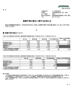 業績予想の修正に関するお知らせ