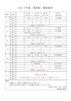 H27年度 那加校 教室案内