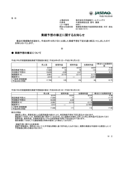 業績予想の修正に関するお知らせ
