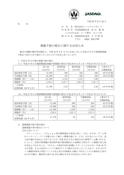業績予想の修正に関するお知らせ