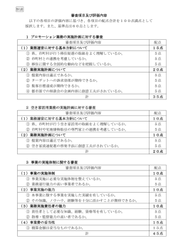 審査項目及び評価内容