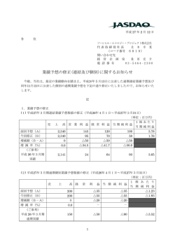 業績予想の修正 (連結及び個別)に関するお知らせ