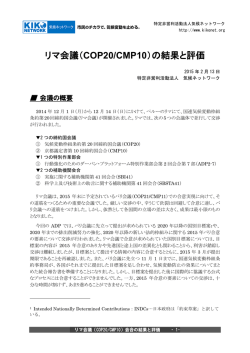 ペーパー「リマ会議（COP20/CMP10）の結果と評価」