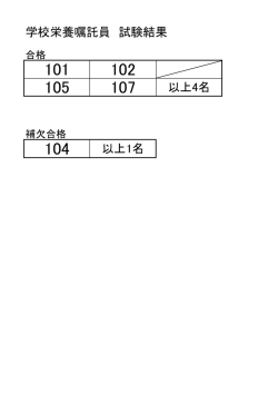 学校栄養嘱託員 試験結果 以上4名 以上1名