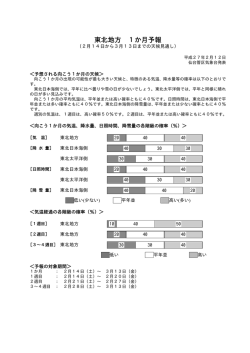 東北地方 1か月予報