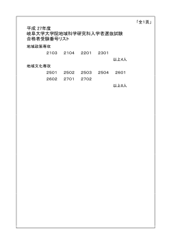 平成27年度地域科学研究科入学者選抜試験（2次）結果（pdf