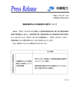 供給約款等以外の供給条件の認可について