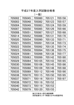 （一般） 平成27年度入学試験合格者