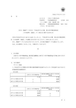 の一部訂正に関するお知らせ
