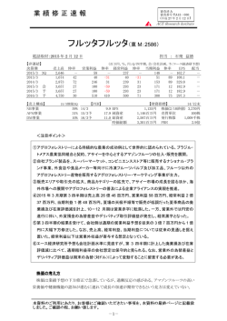 業績修正速報（フルッタフルッタ：東M・2586）