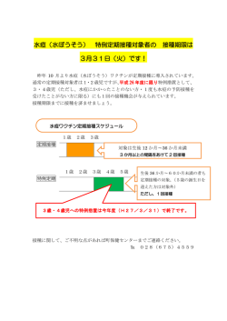 （水ぼうそう）の特例定期接種対象者の接種期限が間近です【PDF/121kb】