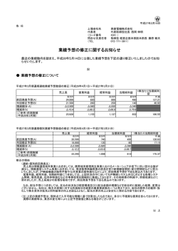 業績予想の修正に関するお知らせ