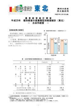 平成25年 個別経営の営農類型別経営統計（東北） － 水田